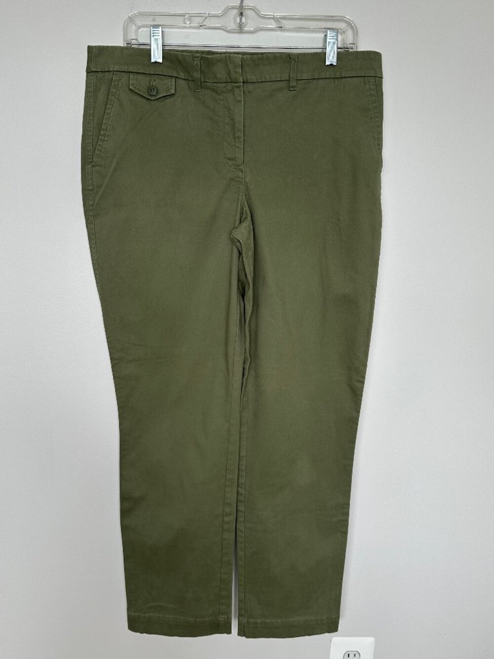 Talbots Women's Olive Green Chino Pants Straight Leg Cotton Blend Size 10